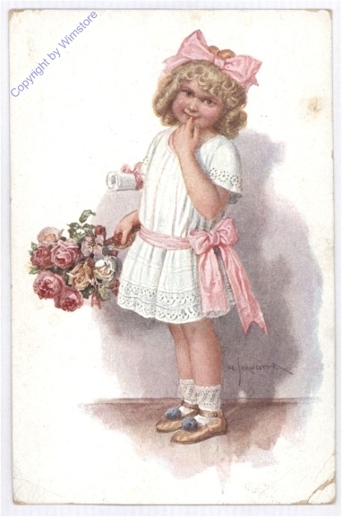 Mädchen mit rosa Blumen