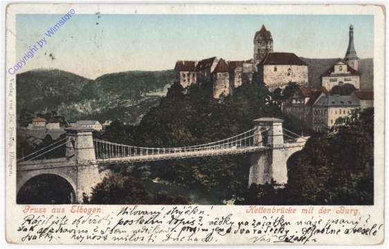 Elbogen, Kettenbrücke mit der Burg