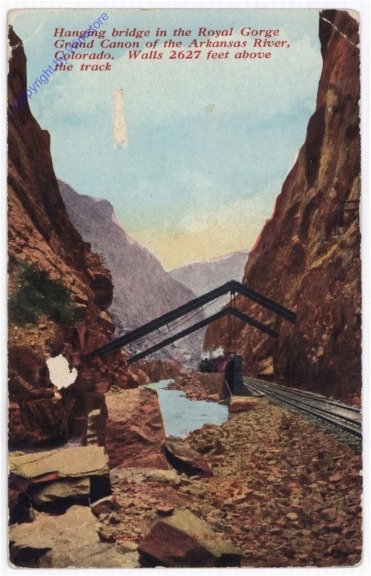 ak196874 Colorado: Hanging bridge in the Royal George Granz Canon of the Arkansas River