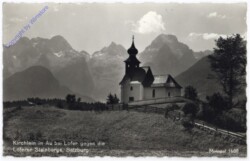 Lofer, Kirchlein in Au bei Lofer gegen die Loferer Steinberge
