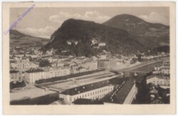 Salzburg, vom elektr. Aufzug mit Gaisberg und Kapuzinerberg