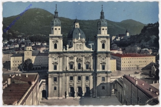 ak197917 Salzburg, Dom mit Glockenspiel und Gaisberg