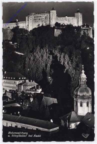 ak197937_1 Salzburg, Hohensalzburg und Stieglkeller bei Nacht