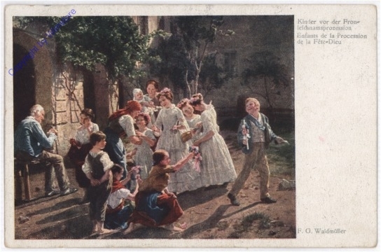 Kinder vor der Fronleichnamsprozession