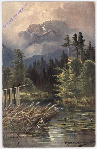 Blick vom See auf die Berge