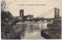Agde, Pont suspendu et Eglise St-Etienne