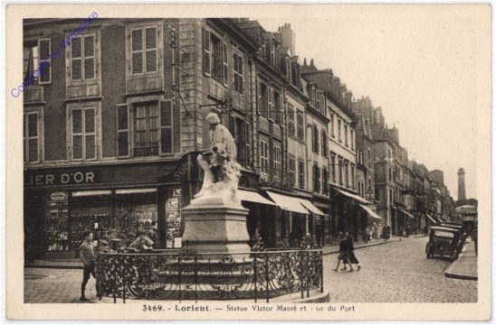 ak199672 Lorient, Statue Victor Masse et Rue du Port