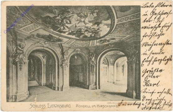 ak200457 Ludwigsburg, Schloss, Rondell im Hirschgang