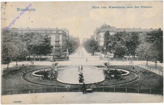 ak200458 Mannheim, Blick vom Wasserturm nach den Planken