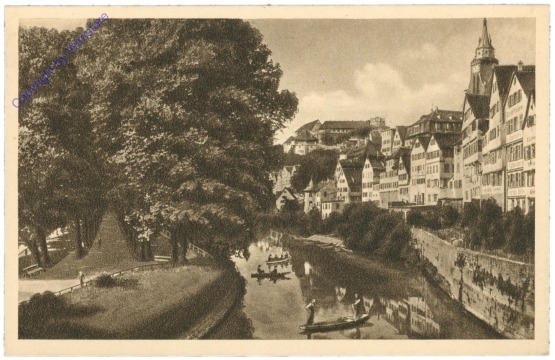 Tübingen, Neckaransicht mit Platanenallee