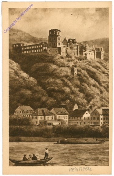 Heidelberg, Das Schloss von der Hirschgasse aus gesehen