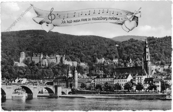 Heidelberg, Alte Brücke mit Blick auf das Schloß