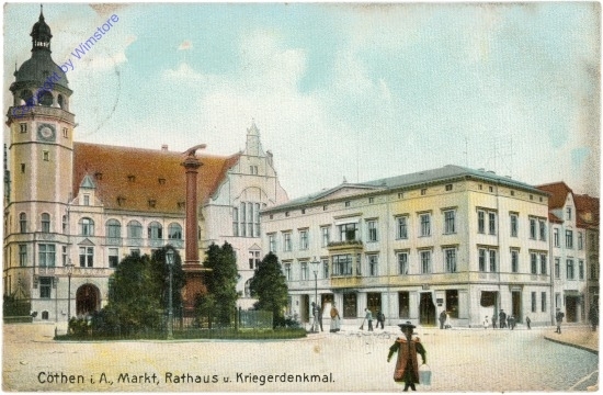 Cöthen i.A., Markt, Rathaus u. Kriegerdenkmal