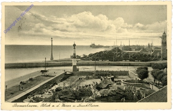 Bremerhaven, Blick a.d. Weser u. Leuchtturm