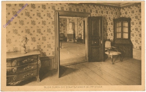 Frankfurt am Main, Goethemuseum, Blick durch die Staatszimmer im 1sten Stock