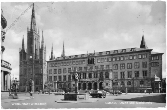 Wiesbaden, Rathaus, Schloss und Marktkirche