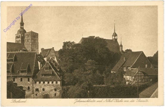 Stralsund, Johanniskloster und Nikol.-Kirche von der Seeseite