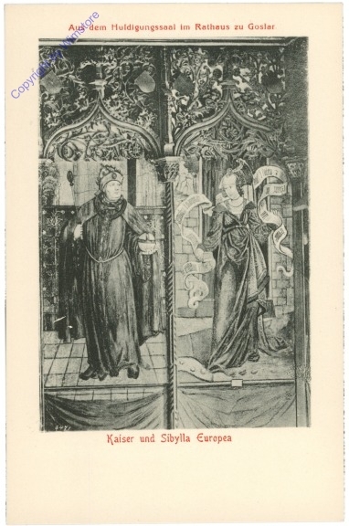 Goslar, Rathaus, Kaiser und Sibylla Europea