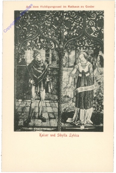 Goslar, Rathaus, Kaiser und Sibylla Lybica