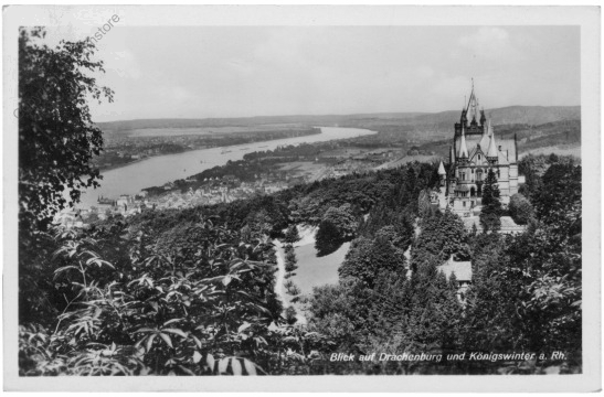 Königswinter, Blick auf Drachenburg und Königswinter