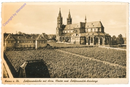 ak201471 Worms, Liebfrauenkirche mit ehem. Kloster und Liebfraumilch-Weinberge