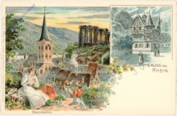 ak201486 Bacharach, Gruss vom Rhein