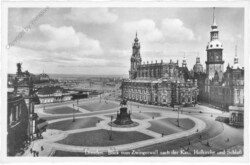 Dresden, Blick vom Zwingerwall nach der Kath. Hofkirche und Schloß