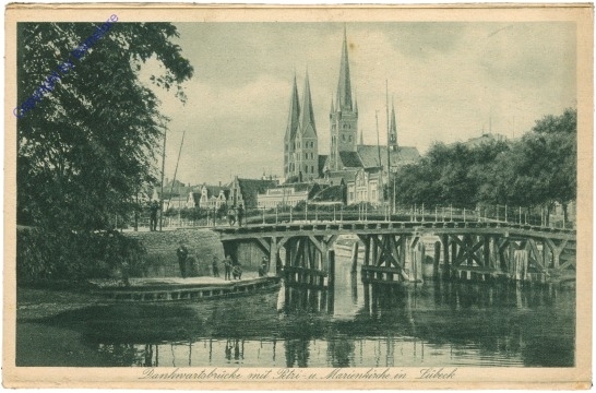 Lübeck, Dankwartsbrücke mit Petri- u. Marienkirche