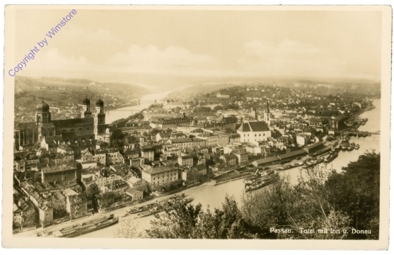 ak202061 Passau, Total mit Inn u. Donau