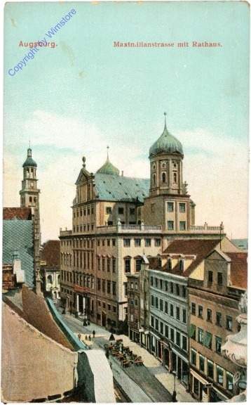 Augsburg, Maximilianstrasse mit Rathaus