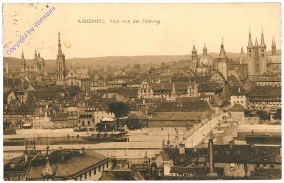 ak202185 Würzburg, Blick von der Festung