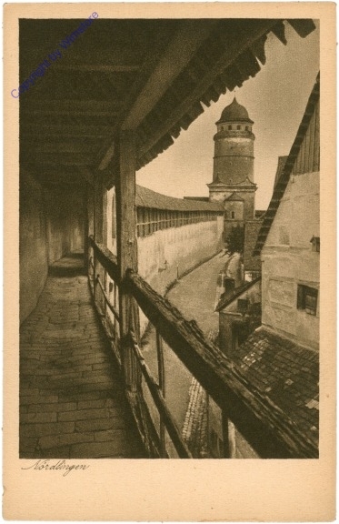 ak202275 Nördlingen, Alter Wehrgang mit Löpsinger-Torturm