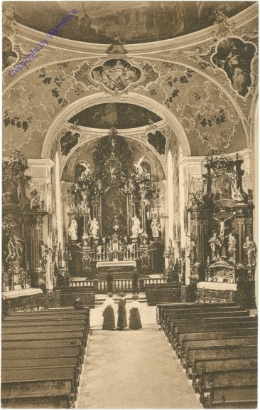 ak202405 Oberammergau, Inneres der Kirche