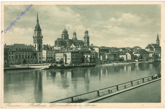 ak202446 Passau, Rathaus, Donaulände und Dom