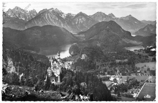 ak202502 Neuschwanstein, Schloss mit Hohenschwangau und Alpsee