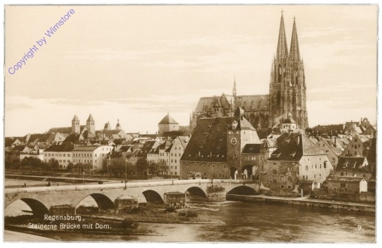 ak202575 Regensburg, Steinerne Brücke mit Dom