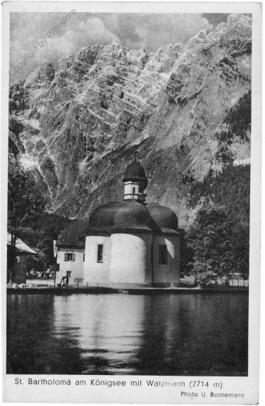 St. Bartholomä, am Königsee mit Watzmann