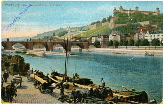 ak202658 Würzburg, Alte Mainbrücke mit Festung