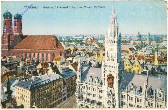 München, Blick auf Frauenkirche und Neues Rathaus