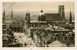 München, Blick v.d. Ludwigskirche auf Stadt u. Gebirge