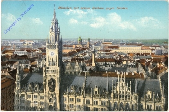München, mit neuem Rathaus gegen Norden