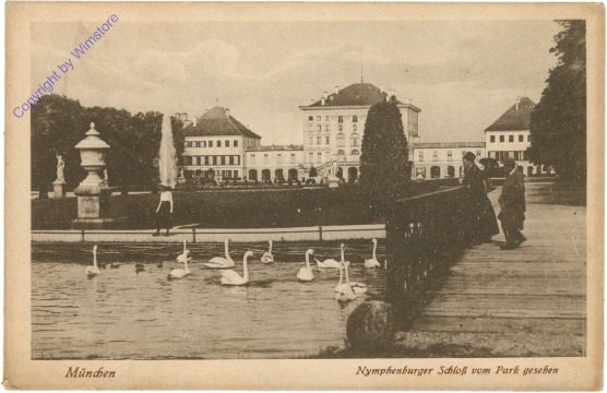 München, Nymphenburg, Schloß vom Park gesehen