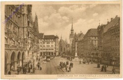 München, Marienplatz mit Mariensäule u. altem Rathaus