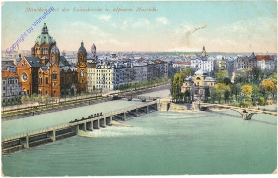 München, mit der Lukaskirche u. alpinem Museum