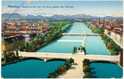 München, Partie an der Isar mit Blick gegen das Gebirge