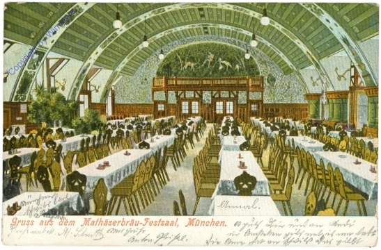 München, Gruss aus dem Mathäserbräu-Festsaal