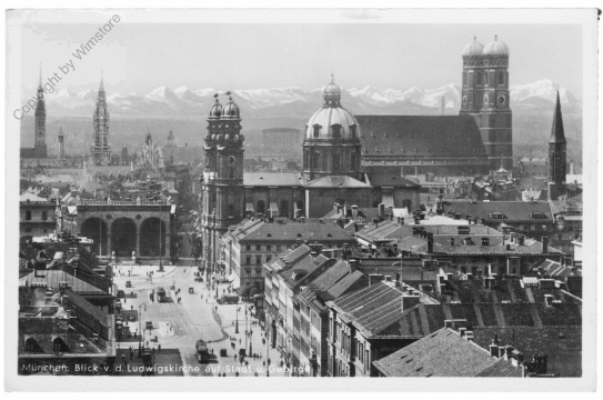 München, Blick v.d. Ludwigskirche auf Stadt u. Gebirge