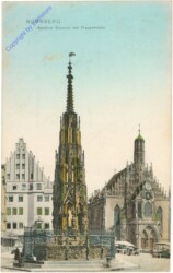 ak202964 Nürnberg, Schöner Brunnen mit Frauenkirche