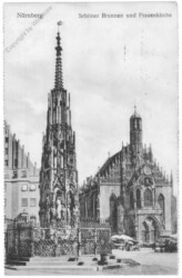 Nürnberg, Schöner Brunnen mit Frauenkirche