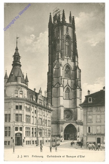 Fribour, Cathedrale et Bankque d'Etat